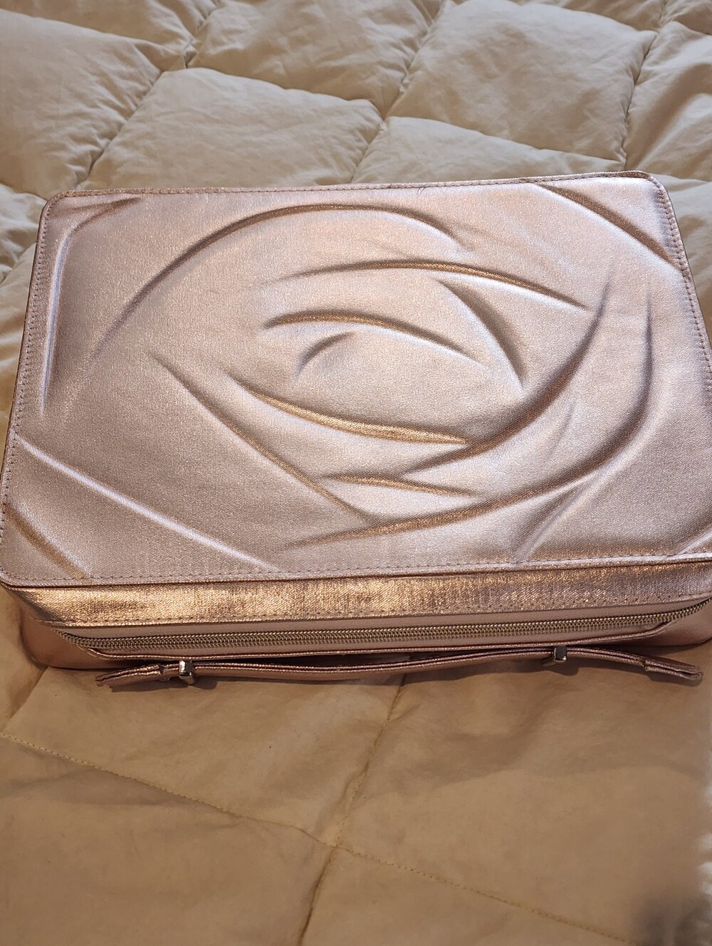 Lancome Metallic Rose Gold Makeup Case New